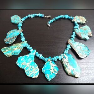 STUNNING VINTAGE ESTATE HIGH END GENUINE STONE CHUNKY 16" NECKLACE EUC